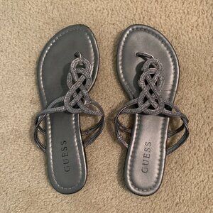 Guess Silver Flip Flops